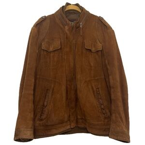 Hugo Boss brown suede leather bomber jacket size IT 48